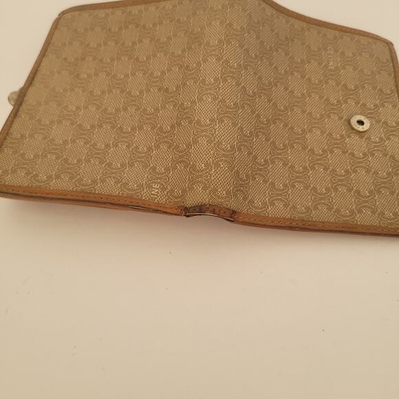 Celine Vintage Bifold Leather Beige Tan Wallet Medium Folding Card Bill Holder - Picture 11 of 13